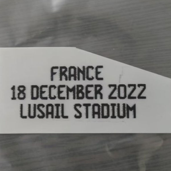 FRANCE18 DECEMBER 2022 LUSAIL STADIUM  World Cup Chest Final Small Print 阿根廷用胸前决赛小字 (You can buy it alone OR tell us which jersey to print it on. )