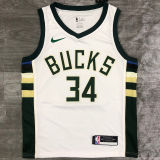 2021 Bucks Antetokounmpo #34 White NBA Jerseys Hot Pressed