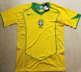 2004 Brazil Home Yellow Retro Soccer Jersey