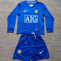 2008/09 M Utd Third Blue Retro Kids Long Sleeve Soccer Jersey 长袖