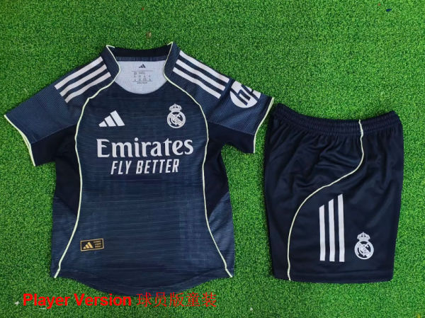 2025/26 RM Away Black Player version Kids Soccer Jersey