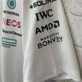 2025 Mercedes AMG Petronas F1 White POLO Team T-Shirt  有领