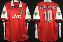 BERGKAMP #10 ARS Home Retro Jersey 1998/99 (Have Patch 带 1997-1998 金双臂章 FA Premier League Font 英超字体 )