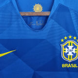 2018 Brazil Away Blue Fans Soccer Jersey