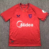 2024/25 Sevilla FC Away Red Fans Soccer Jersey 胸前带美的广告
