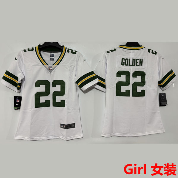GOLDEN #22 Green Bay Packers Girl NFL Jersey 包装工