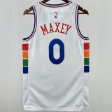 2025 76ers MAXEY #0 White City Edition NBA Jerseys 热压