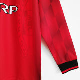 1996/97 M Utd Home Red Long Sleeve Retro Soccer Jersey
