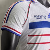 1998 France Away White Retro Player Version Soccer Jersey
