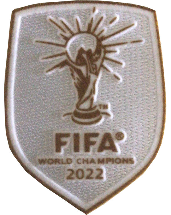 植绒 白底 (Flocking) FIFA WORLD CHAMPIONS 2022 Flocking Patch 2022 植绒 世界杯白底金杯 (You can buy it alone OR tell us which jersey to print it on. )