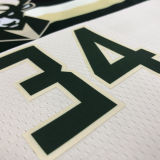 2021 Bucks Antetokounmpo #34 White NBA Jerseys Hot Pressed