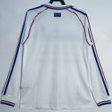 1998 France Away White Long Sleeve Retro Soccer Jersey