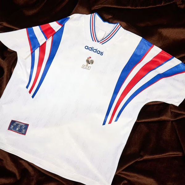 1996 France Away White Retro Soccer Jersey