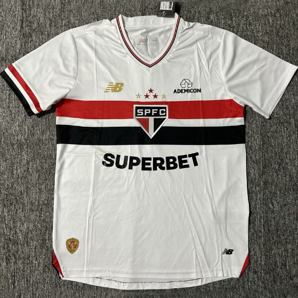 2025/26 Sao Paulo 1:1 Home White Fans Soccer Jersey 有胸前广告