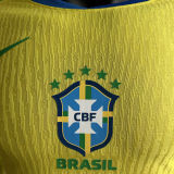 2025/26 Brazil Home Yellow Player Version Long Sleeve Soccer Jersey