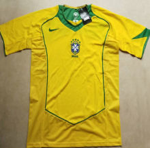 2004 Brazil Home Yellow Retro Soccer Jersey