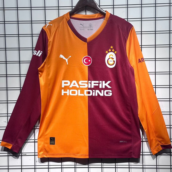 2025/26 Galatasaray Home Fans Long Sleeve Soccer Jersey 5 Stars 5星