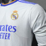 2021/22 RM Home White Player Version Long Sleeve Soccer Jersey