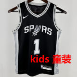 2024/25 Spurs WEMBANYAMA # Black Kids NBA Jersey