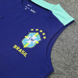 2025 Brazil Sapphire Blue Vest Training Jersey(A Set)