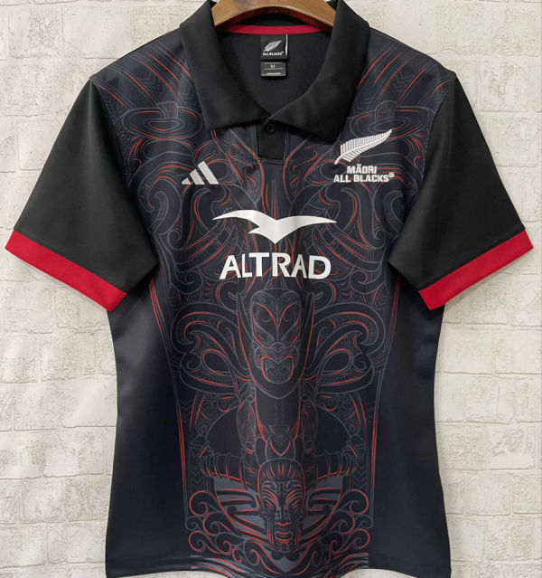 2025/26 All Blacks Home Black Rugby Shirt 全黑 有领
