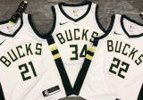 2021 Bucks Antetokounmpo #34 White NBA Jerseys Hot Pressed