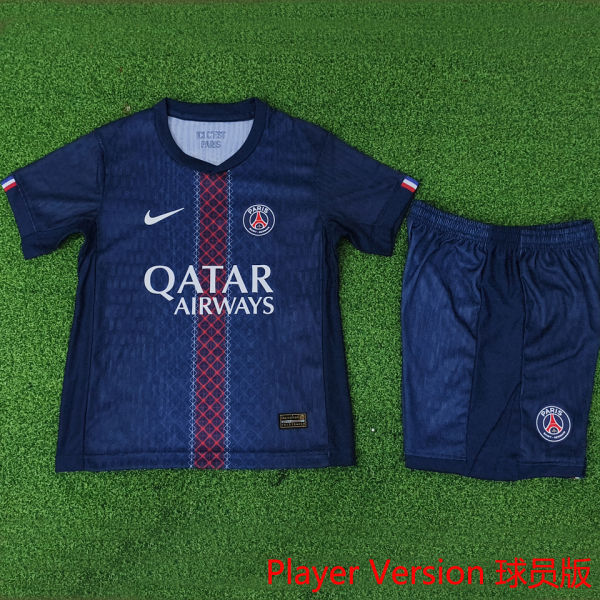 2025/26 PSG Home Blue Player Version Kids Soccer Jersey 球员版童装