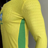 2025/26 Brazil Home Yellow Player Version Long Sleeve Soccer Jersey
