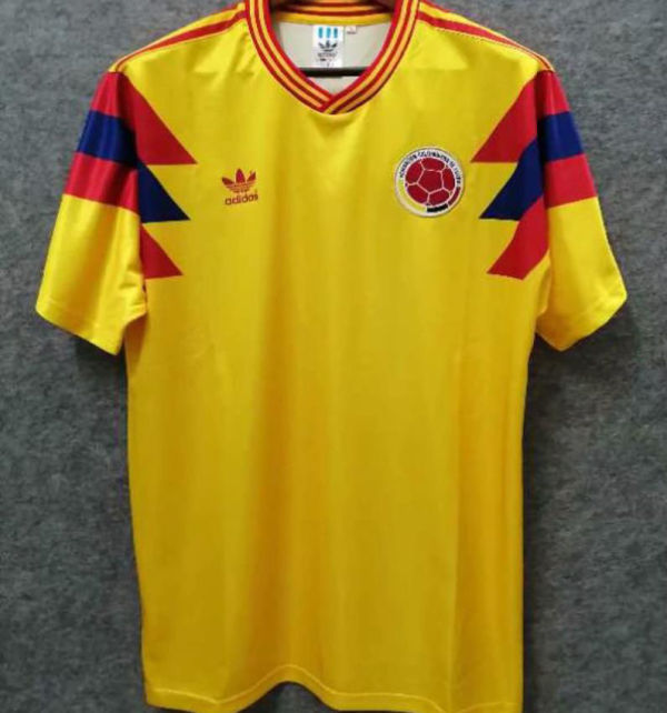 1990 Colombia  Yellow Retro Soccer Jersey