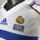 1998 France Away White Retro Player Version Soccer Jersey