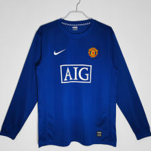 2008/09 M Utd Blue Long Sleeve Retro Jersey