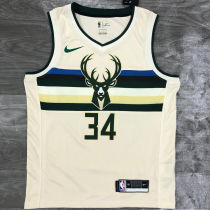 2021 Bucks Antetokounmpo #34 White NBA Jerseys Hot Pressed