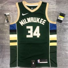 2021 Bucks Antetokounmpo #34 Green NBA Jerseys Hot Pressed
