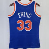 1991/92 NY Knicks EWING #33 Blue Retro NBA Jerseys 热压