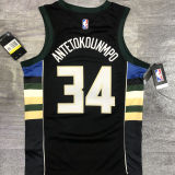 2021 Bucks Antetokounmpo #34 Black NBA Jerseys Hot Pressed