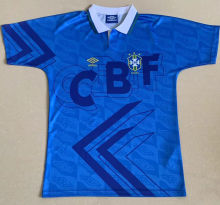 1992 Brazil Away Blue Retro Soccer Jersey