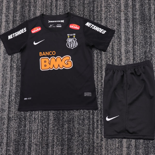 2012/13 Santos Black Retro Kids Soccer Jersey