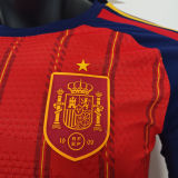 2026/27 Spain Home Red Player Version Long Sleeve Soccer Jersey