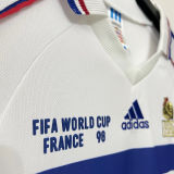 1998 France Away White Retro Soccer Jersey 有胸前小字