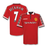 Beckham # 7 M Utd Home Retro Soccer Jersey 1998/99