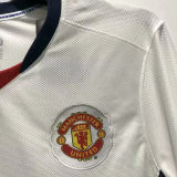 RONALDO #7 M Utd White Retro Long Sleeve Jersey 2008/09 (Have Patch 带 07/08 CHAMPIONS 金 英超双臂章 FA Premier League Font 英超字体 )