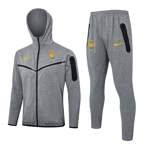 2024/25 France  Grey Hoody Zipper Jacket Tracksuit