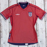 2002 England Away Blue & Red Retro Soccer Jersey (Double-sided)  双面