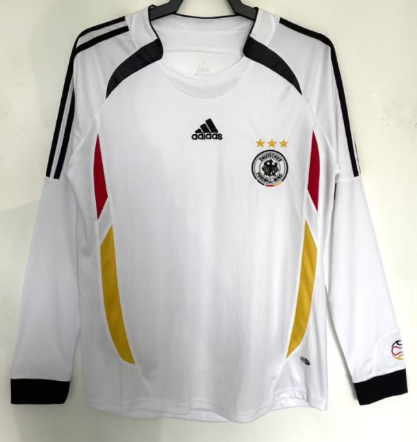 2006 Germany Home White Retro Long sleeve Soccer Jersey