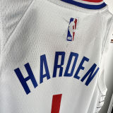 Clippers HARDEN #1 White Kids NBA Jersey 热压