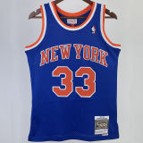 1991/92 NY Knicks EWING #33 Blue Retro NBA Jerseys 热压