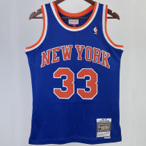 1991/92 NY Knicks EWING #33 Blue Retro NBA Jerseys 热压