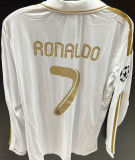 RONALDO # 7 RM Home Retro Long Sleeve Jersey 2011/12 (Have All Patch) (蓝9字杯) 全套章