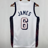 2025 Team USA JAMES #6 White NBA Jerseys