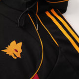 2026/27 Roma Black Hoody Thickened Fluff Zipper Jacket Tracksuit